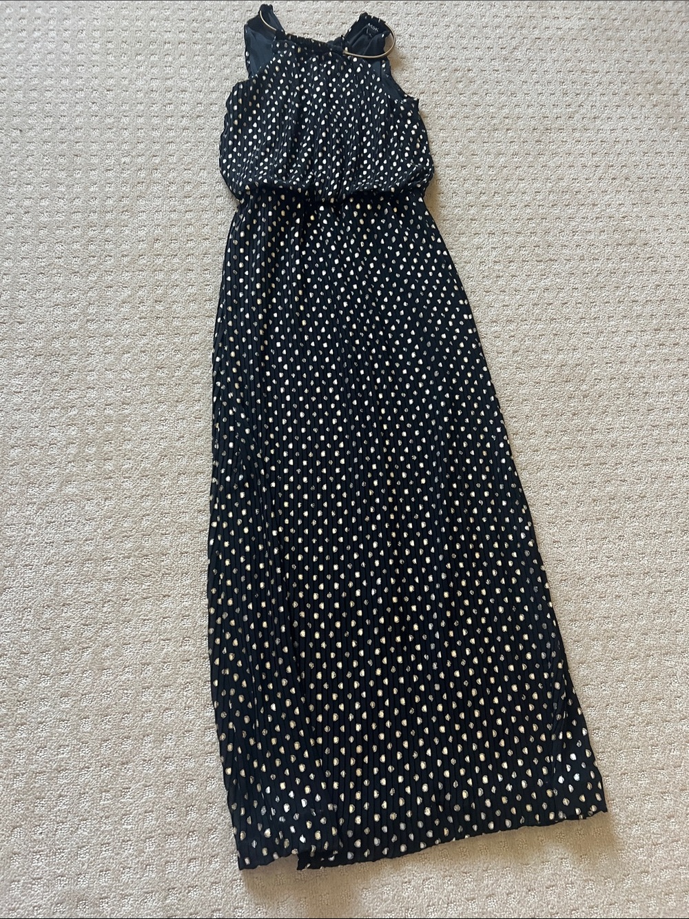 MSK Black Maxi Dress with Gold Dot Print